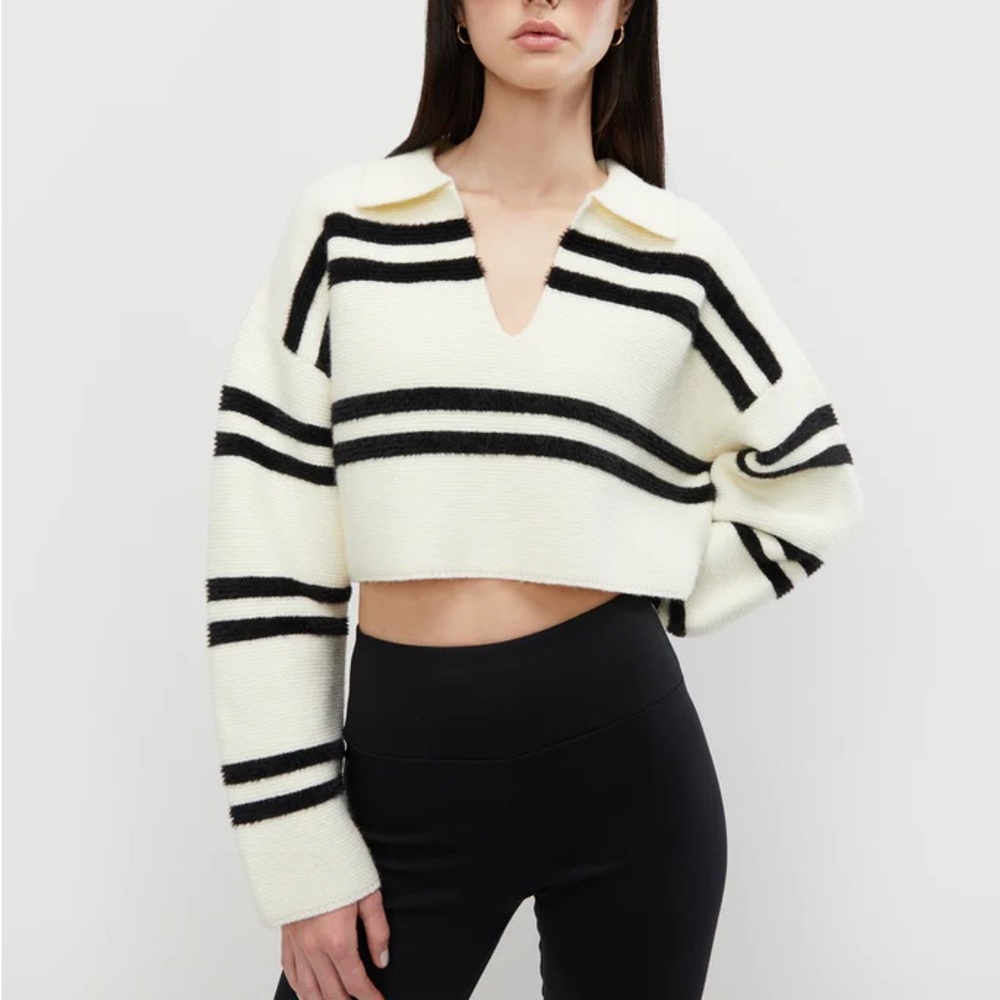 Oak + Fort COLLARED STRIPED SWEATER
